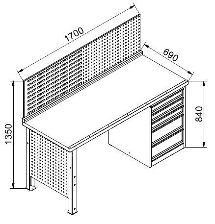 Workbench PROFI 5-drawers